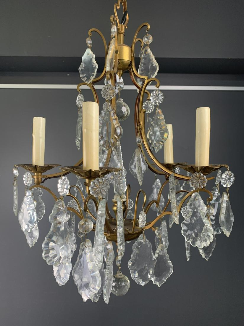 Vintage Crystal And Brass Hanging Chandelier (1 of 5)