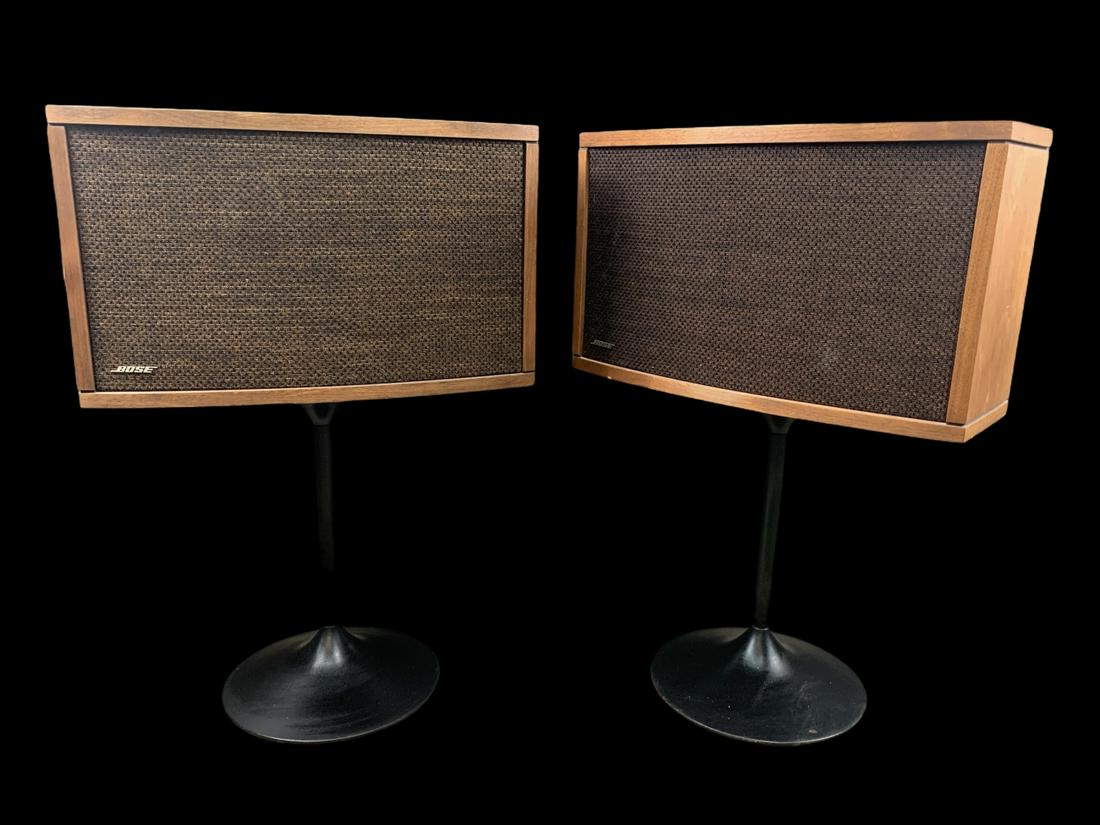 Pair Vintage 1970s Bose Speakers Tulip Bases (1 of 6)
