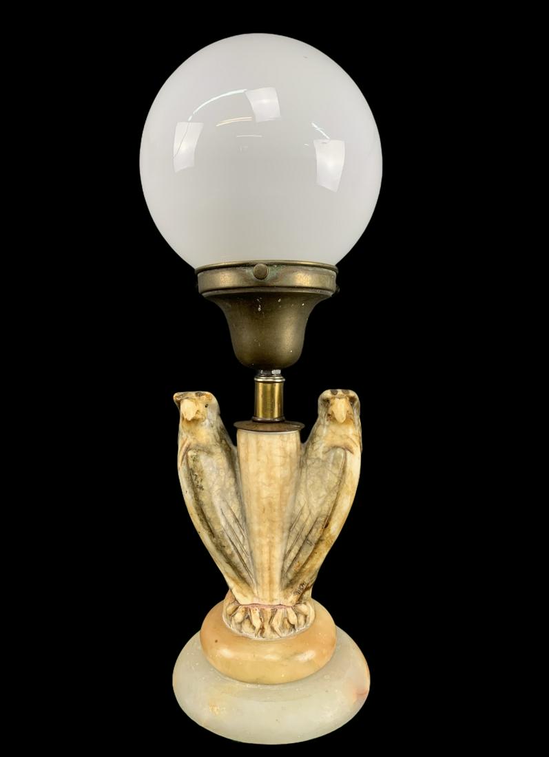 Art Deco Alabaster Double Eagle Desk Lamp (1 of 4)