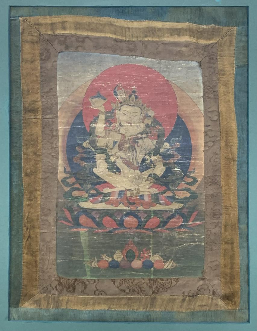 Tibet Thangka Painting Buddha Goddess On Lotus (1 of 7)