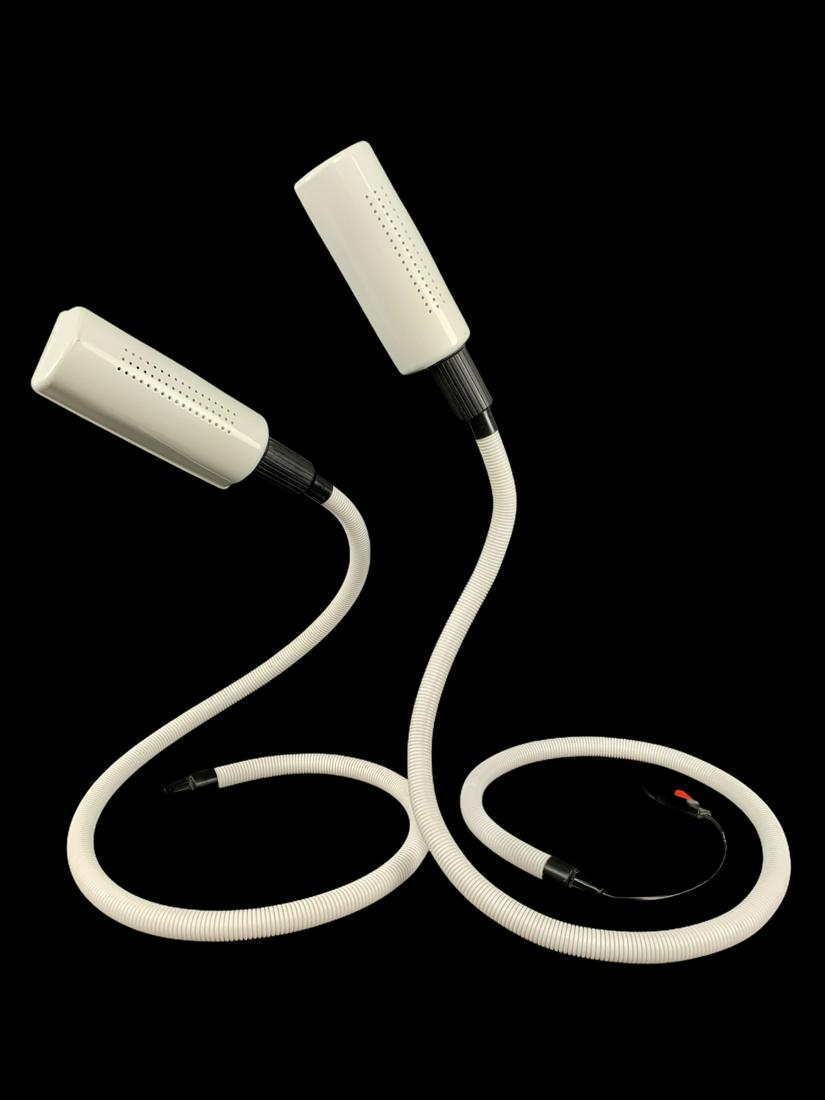 Pair Vintage 80s White Cobra Snake Adjustable Lamp (1 of 5)