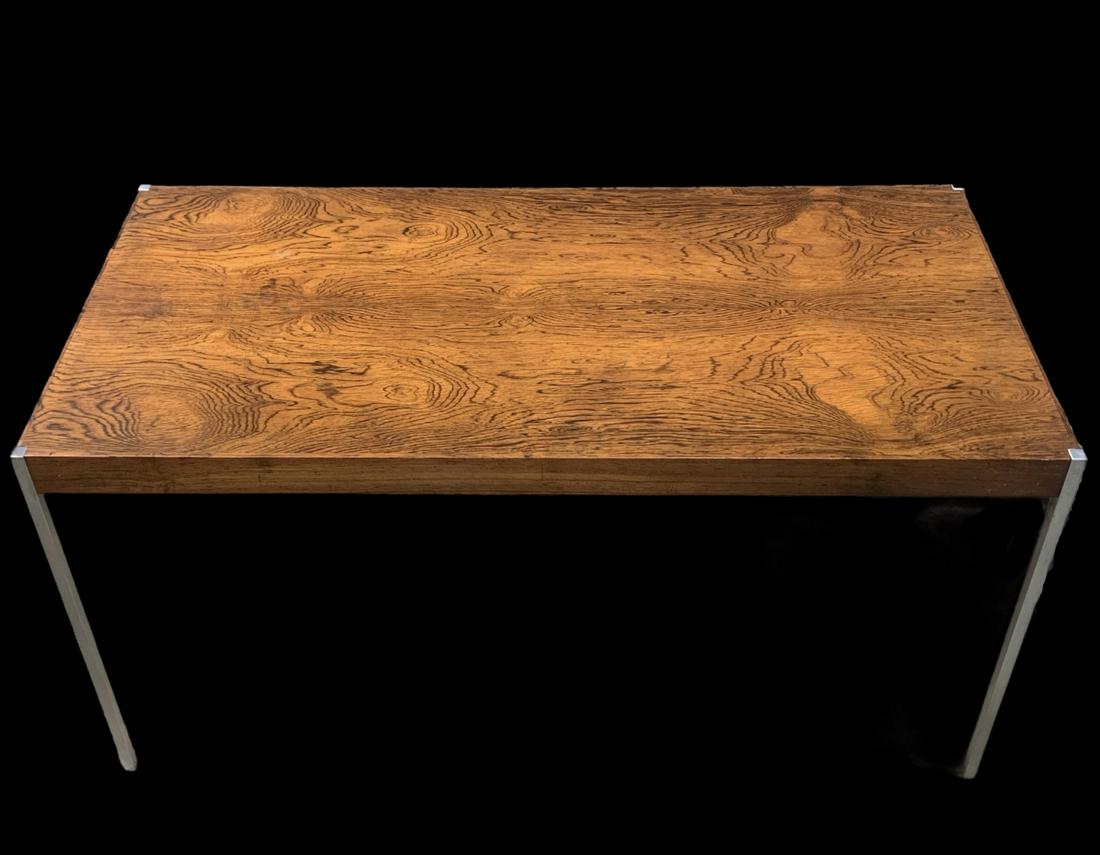 Schultz Knoll Rosewood Coffee Table, Chrome Legs: Mid Century Modern Schultz Knoll Rosewood Coffee Table With Chrome Legs Mcm Rosewood Coffee Table Designed In 1963 By Richard Schultz For Knoll International. Matched Rosewood Veneer Top With Pinned C