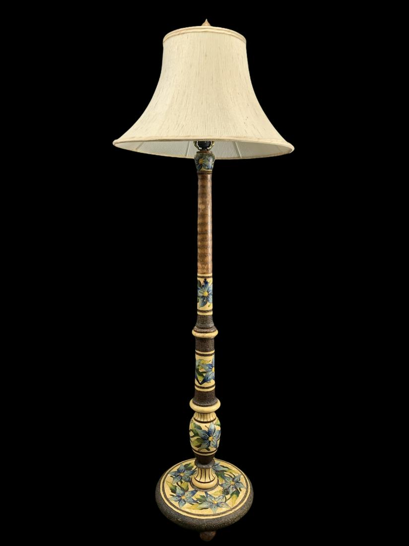 Antique Hand Painted Floral Floor Lamp (1 of 5)