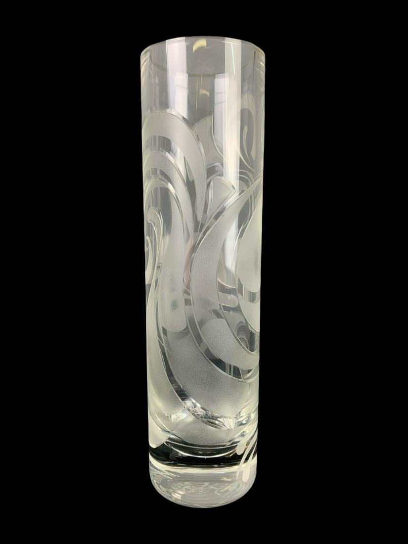 Rosenthal Etched Swirl Glass Vase, Bjorn Wiinblad: Rosenthal Etched Swirl Glass Vase, Bjorn Wiinblad. 9.5 Inches Tall.