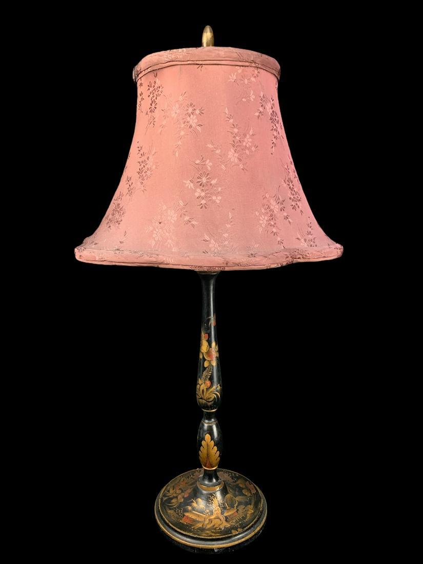 Antique Hand Painted Japanned Chinoiserie Lamp (1 of 6)
