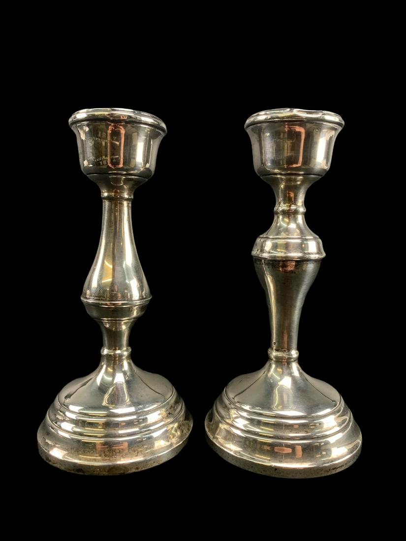 Pair Sterling Silver Candlesticks, B & Co (1 of 7)