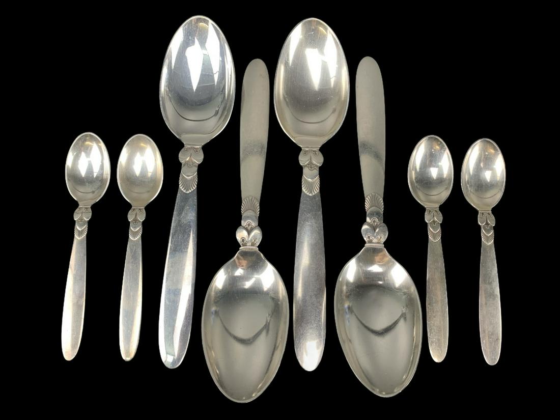 Lot Jensen Cactus Pattern Spoons, Sterling Denmark (1 of 3)