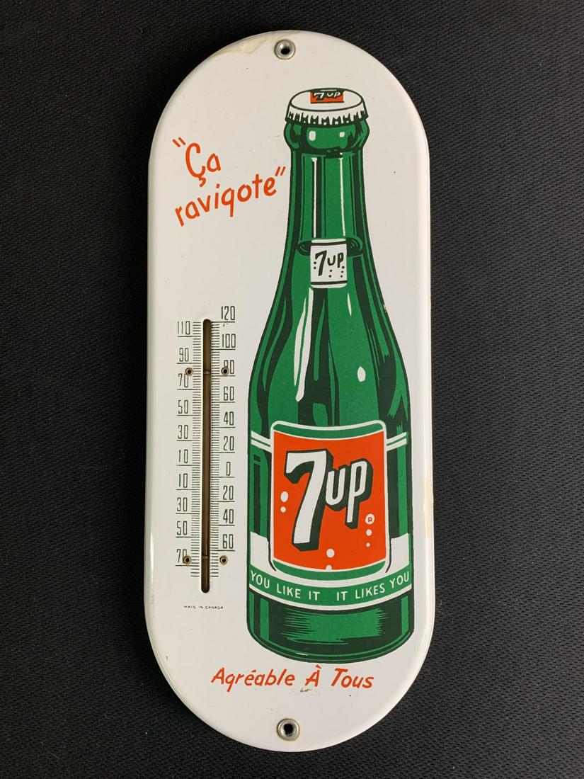 Vintage Enamel Metal 7up Thermometer Sign (1 of 5)