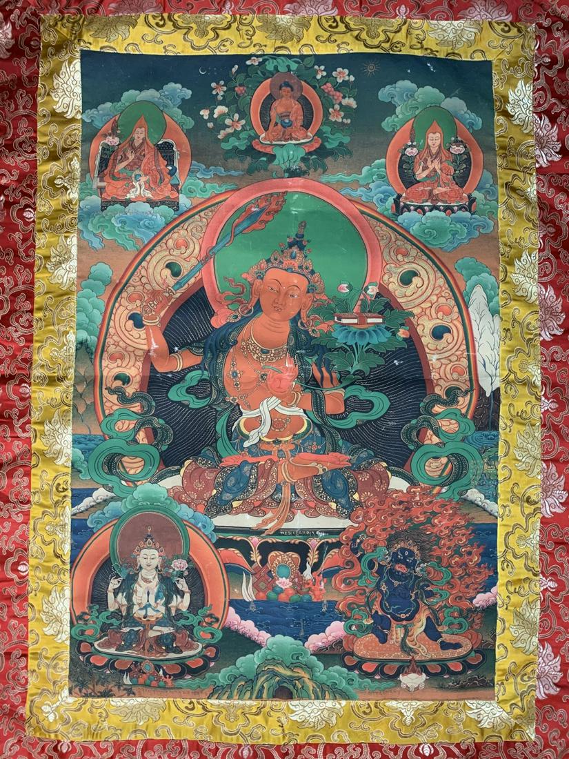 Vintage Nepal Or Tibet Thangka: Vintage Nepal Or Tibet Thangka. 44"x 32"