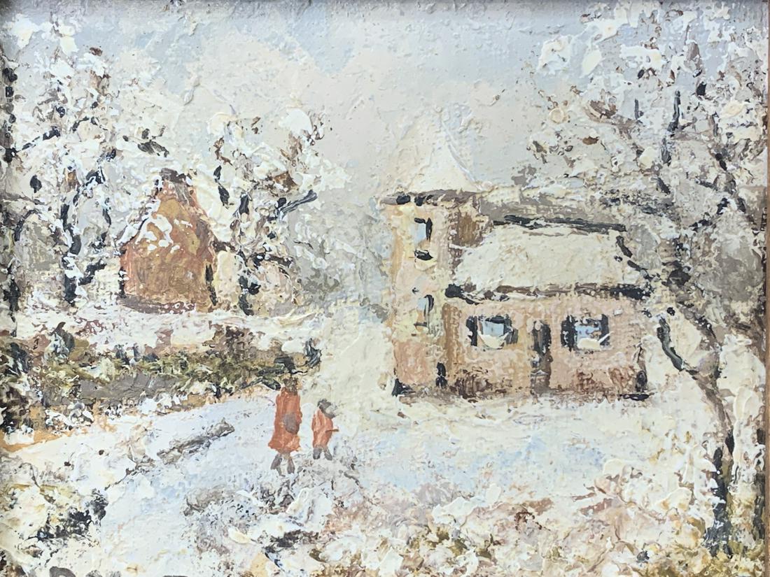 Louis Peyrat Signed Oil On Panel, Winter Landscape (1 of 5)