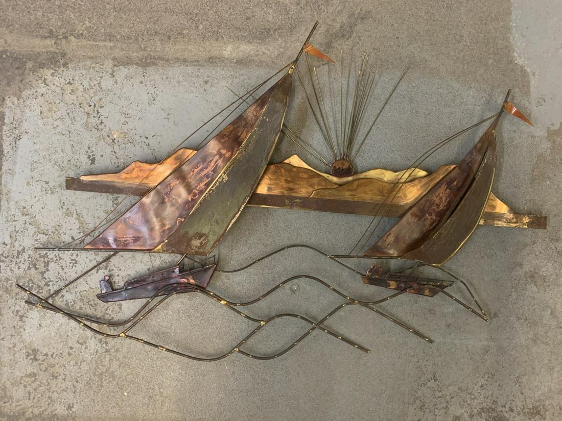 Jere Style Copper Wall Art, Sailboats On Water (1 of 5)