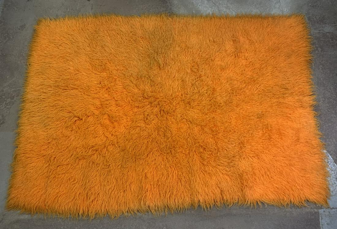 Large Orange Flokati Shag Rug Carpet (1 of 4)