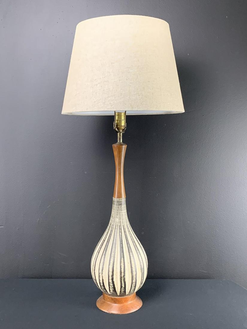 Mid Century Teak Ceramic Upsala Ekeby Table Lamp (1 of 5)