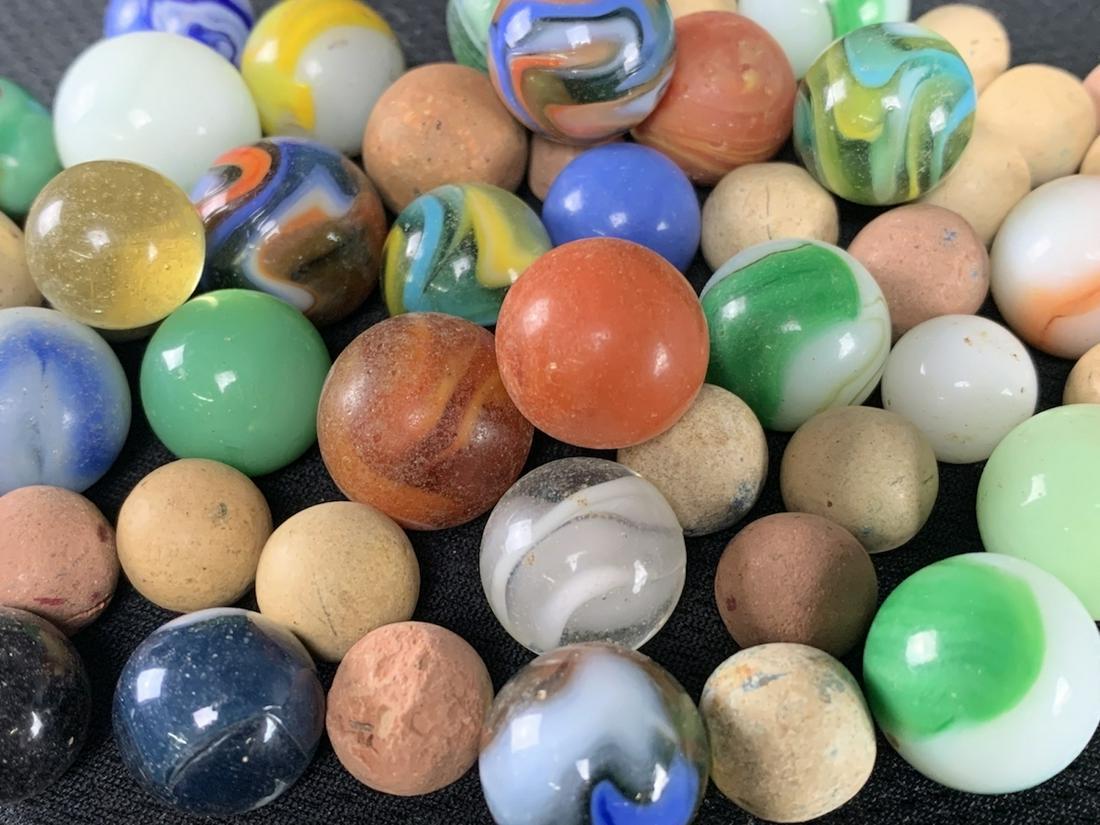 Lot Of 55 Antique Vintage Marbles, Clay, Glass, Etc. (1 of 7)