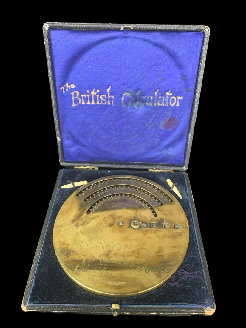 Brass British Calculator Model B C. 1905 In Box (1 of 6)