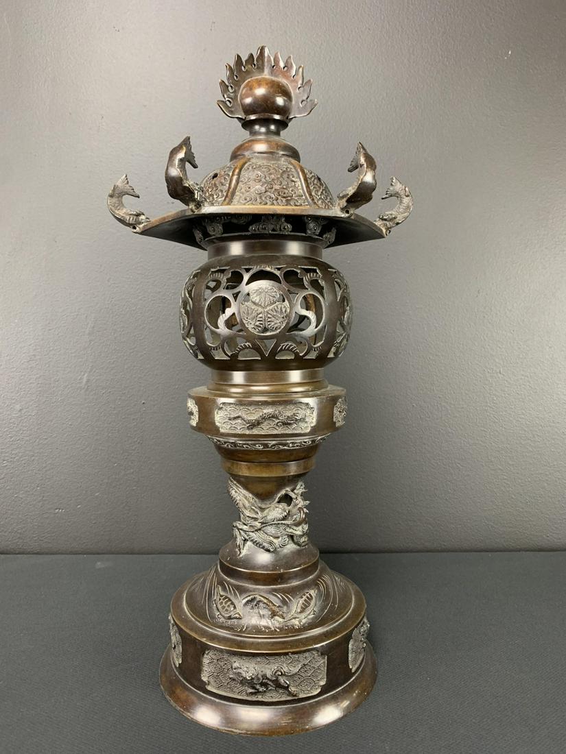 Japanese Bronze Pagoda Incense Burner Lamp (1 of 12)