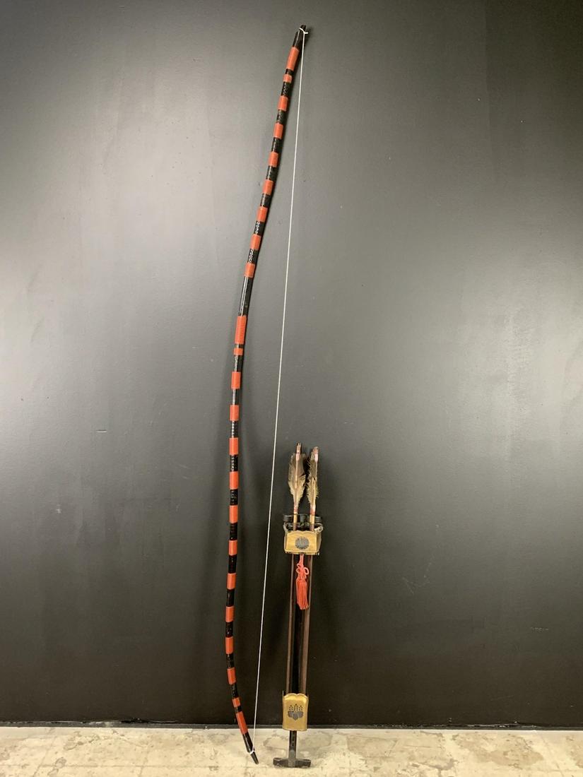 Edo Period Long Bow Yumi, Bamboo Japanese Lacquer (1 of 13)