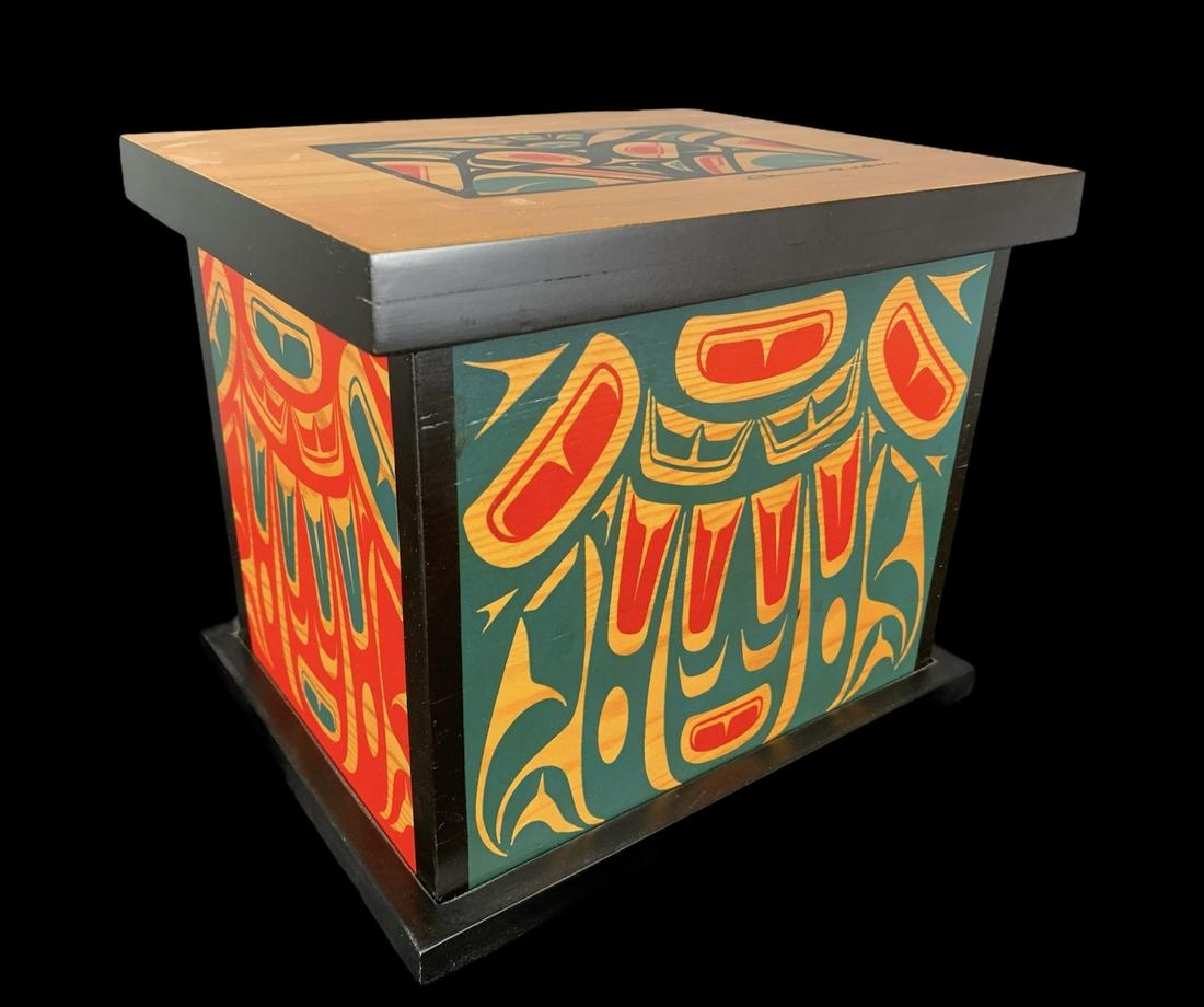Clarence A. Wells Painted Haida Wooden Box (1 of 6)