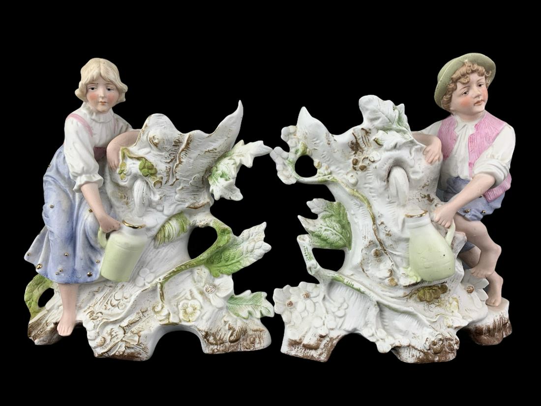 Pair C. 1880 Unger Schneider Bisque Figural Vases (1 of 7)