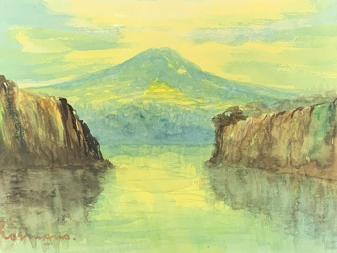 Signed Watercolor Painting, Mountain Landscape (1 of 3)