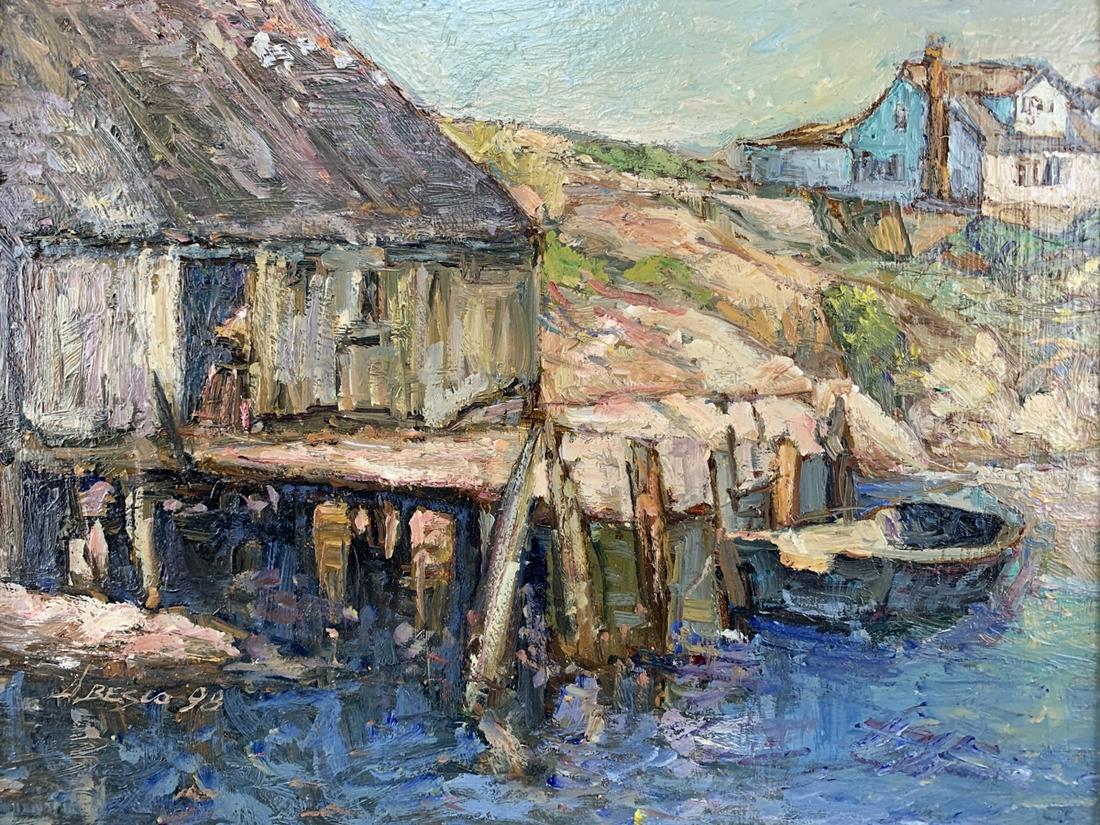 Donald Besco Fog Island Nfld Oil On Masonite: Donald Besco Fog Island Nfld Oil Painting On Masonite. 10 X 12 Inches.