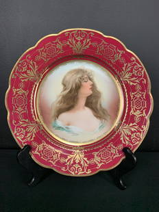 Austria Art Nouveau Painted Cabinet Plate: Austria Art Nouveau Painted Cabinet Plate, Portrait of a Woman, Constance. Moritz Zdekauer MZ. Some minor scratching, loss to gilding. 9.75 inches diameter.