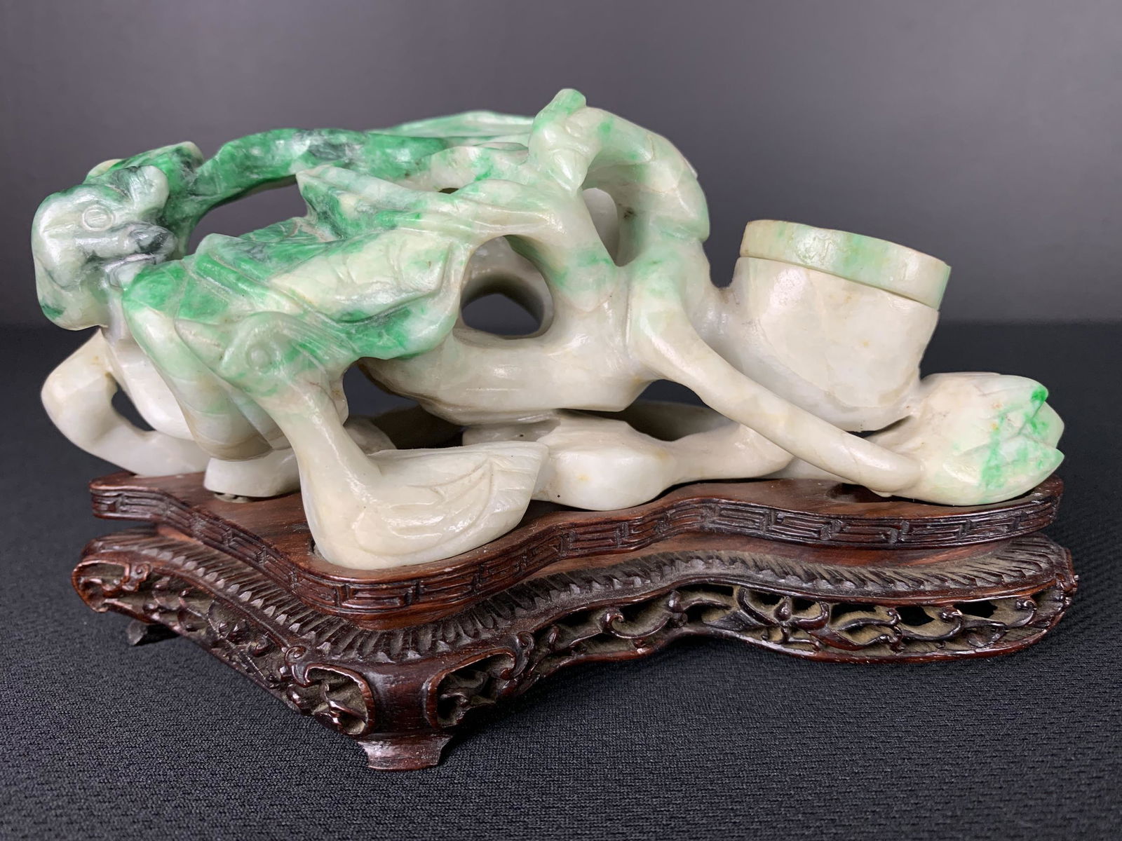 Chinese Hard Stone Carved Lotus On Stand (1 of 8)