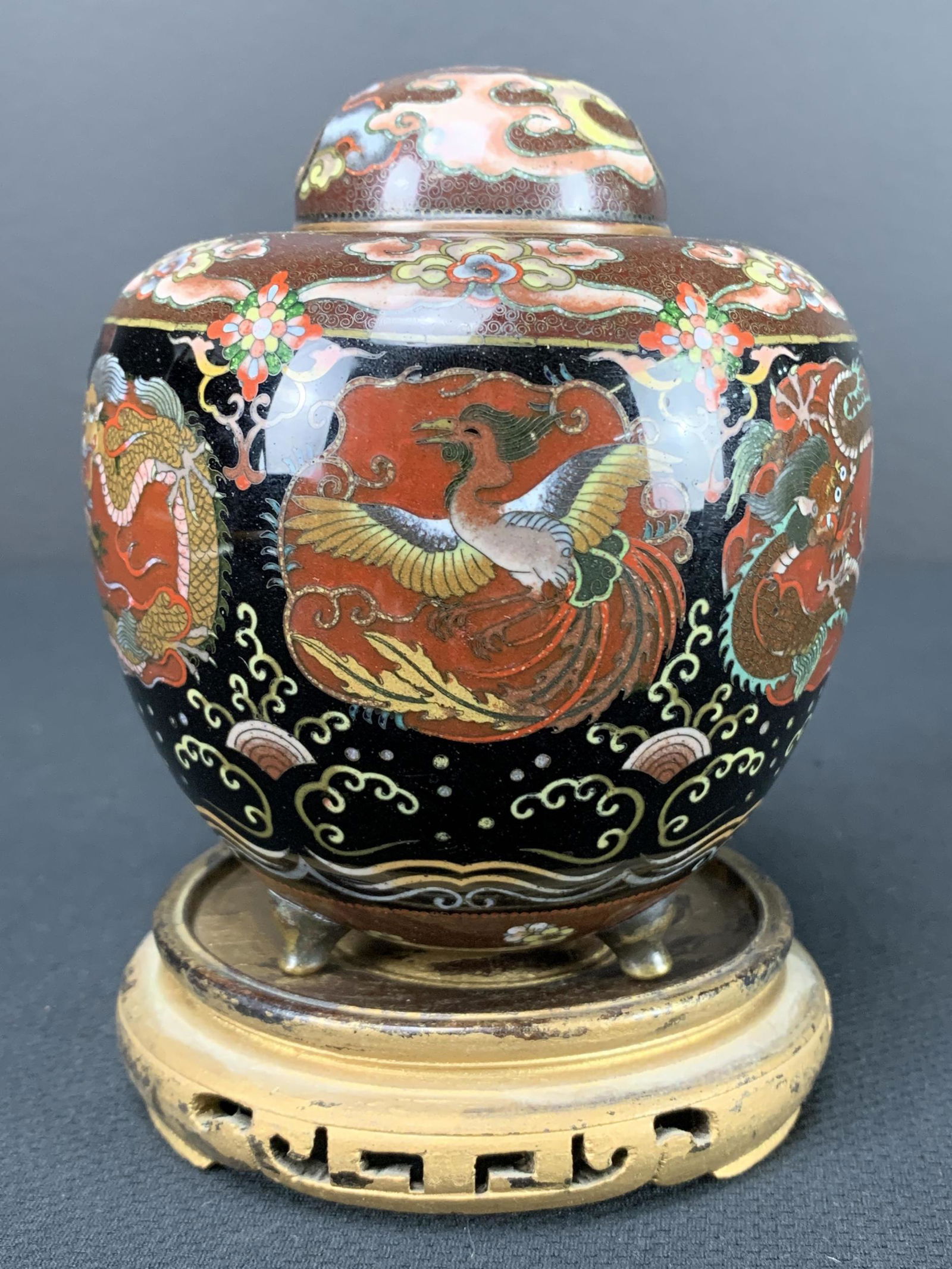 19th Japanese Lidded Cloisonne Urn Incense Burner (1 of 14)