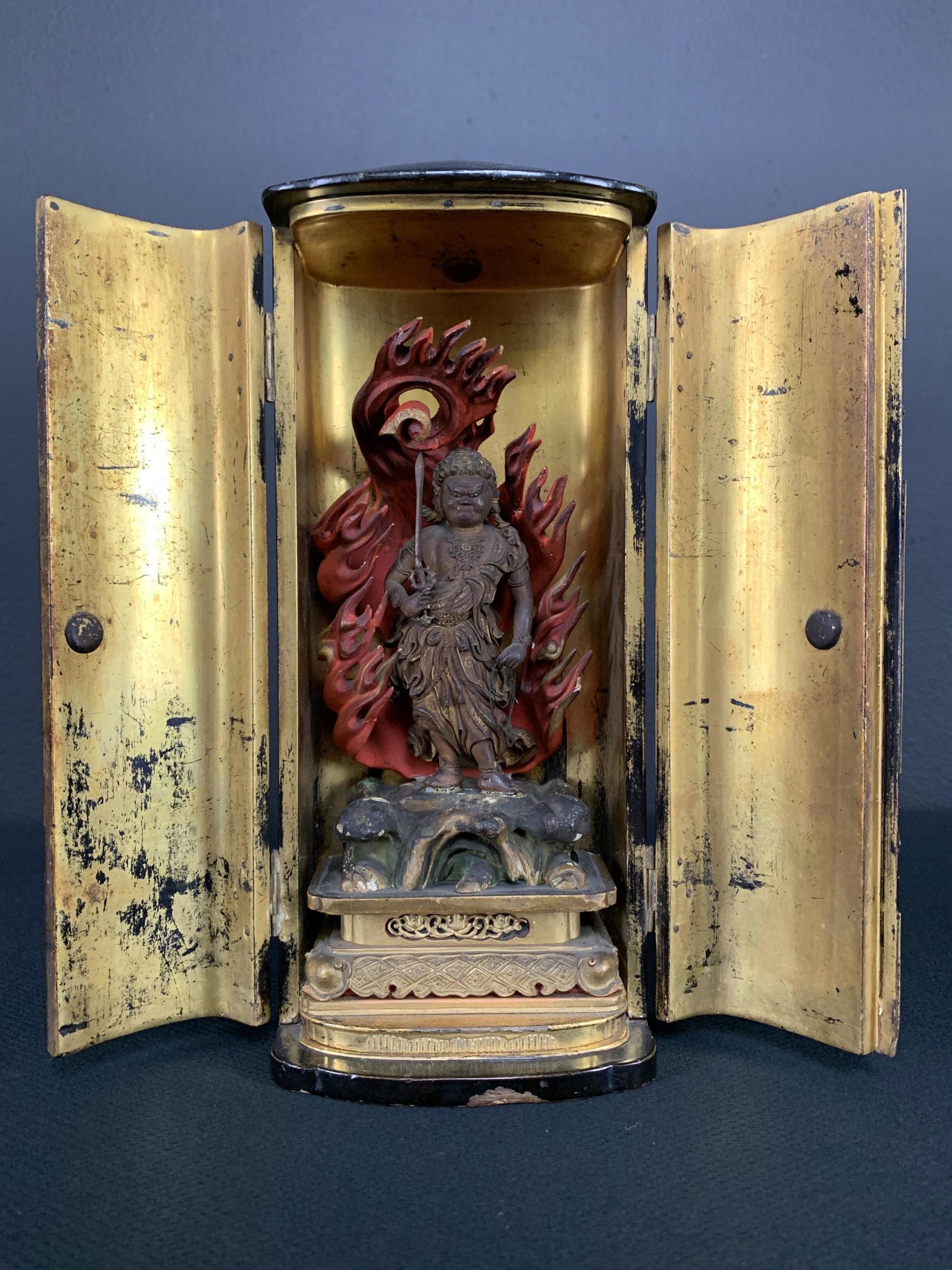 Antique Japanese Travelling Shrine Acala, Fudo Myoo (1 of 9)