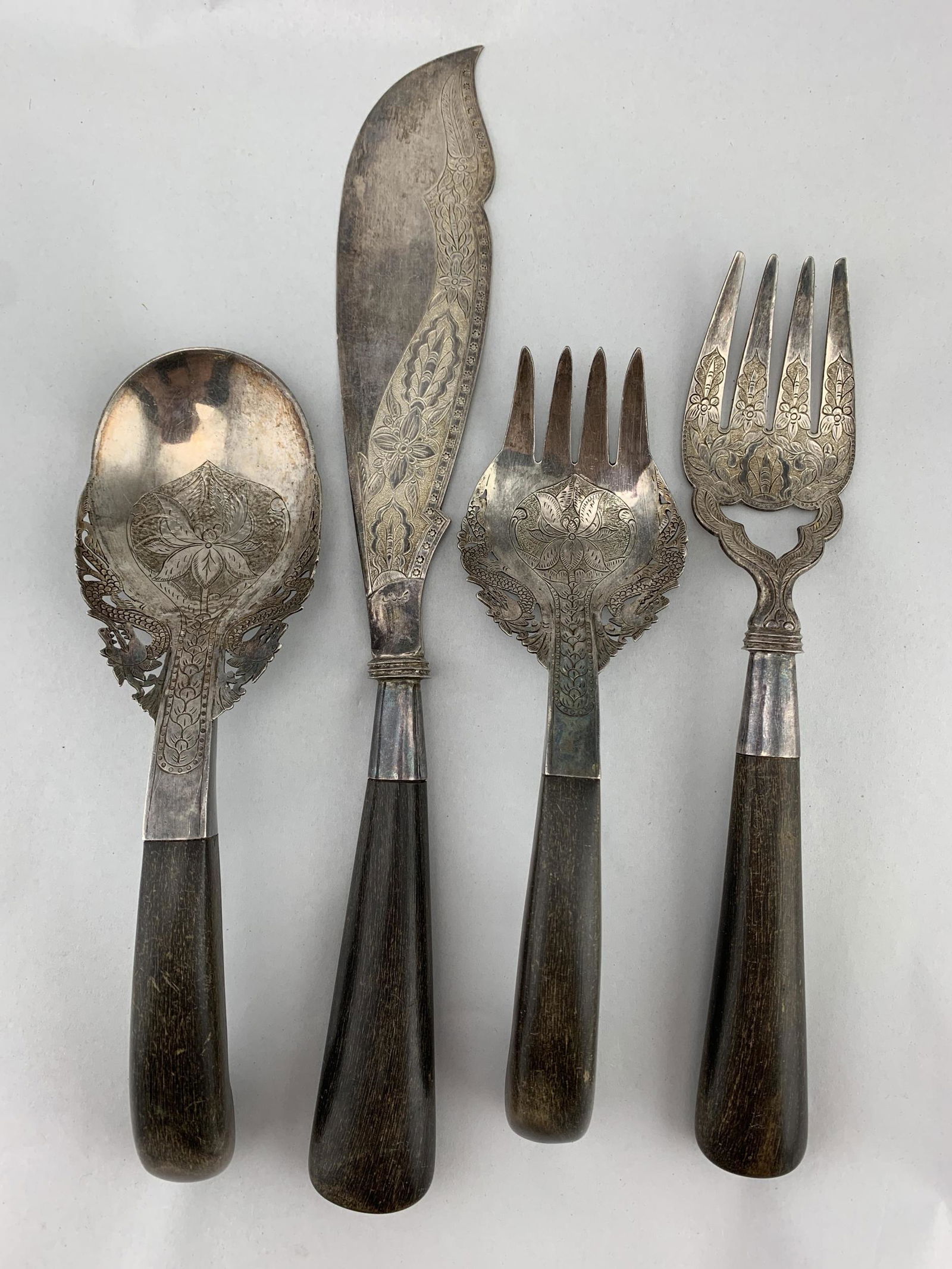 Middle Eastern Silver Serving Flatware, Ebony (1 of 6)