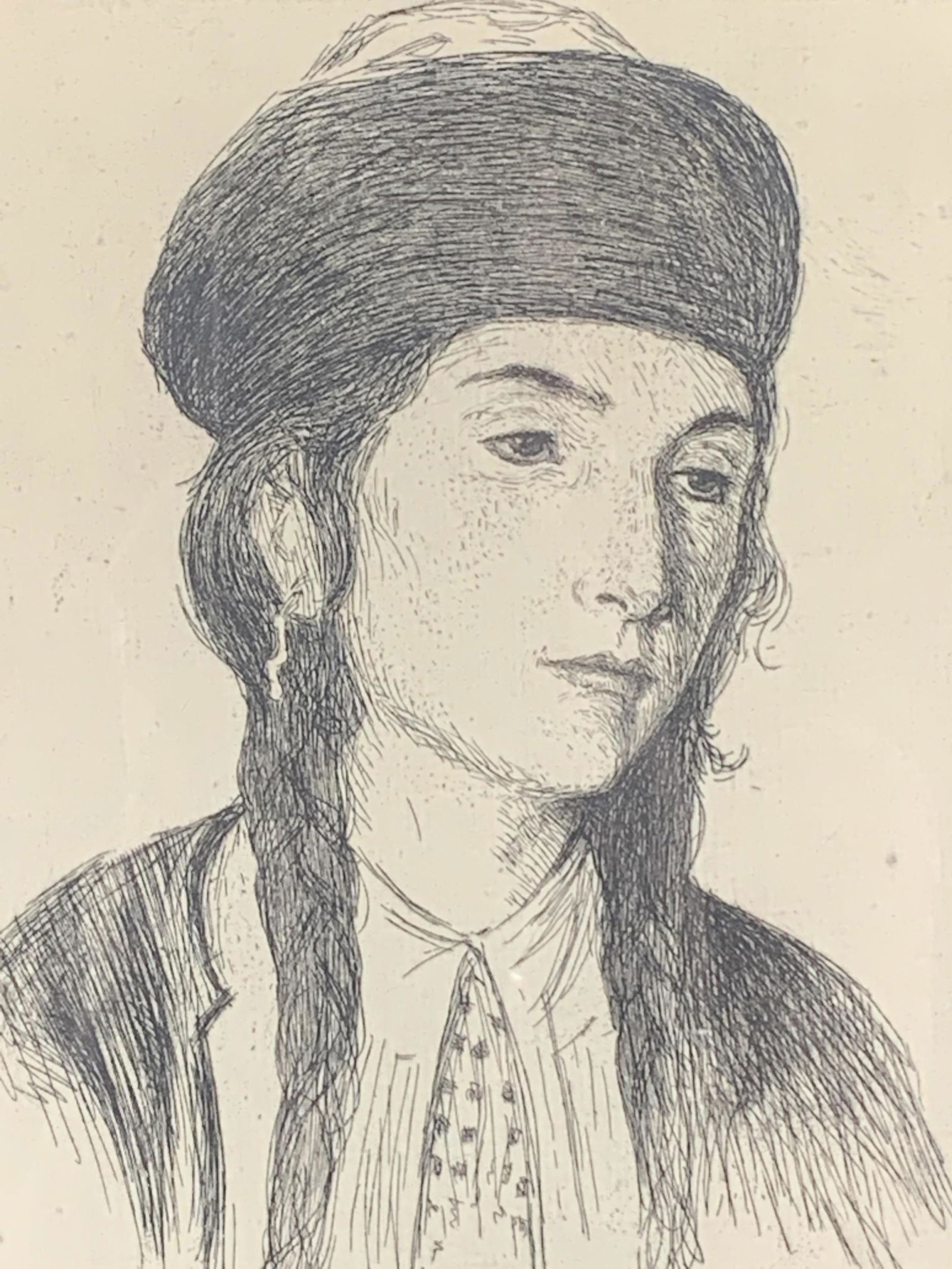 Signed Etching, Portrait of a Woman (1 of 5)