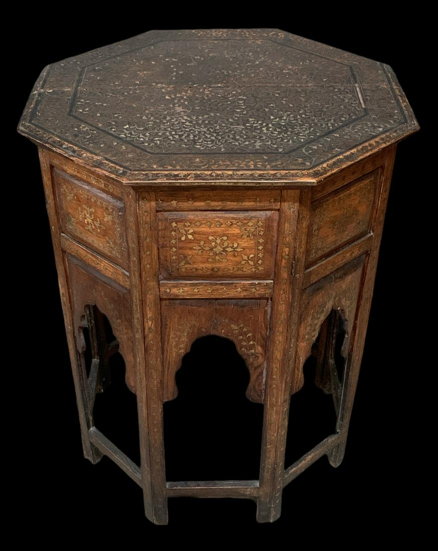 19th C Moorish Brass Inlaid Arts & Crafts Table (1 of 8)