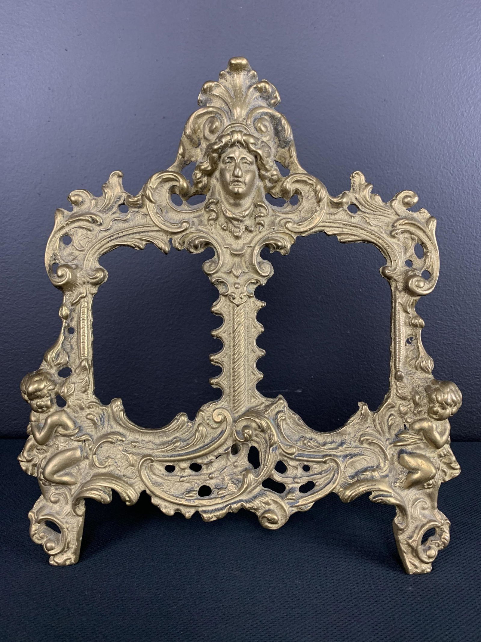 French Brass Double Picture Easel Frame (1 of 5)