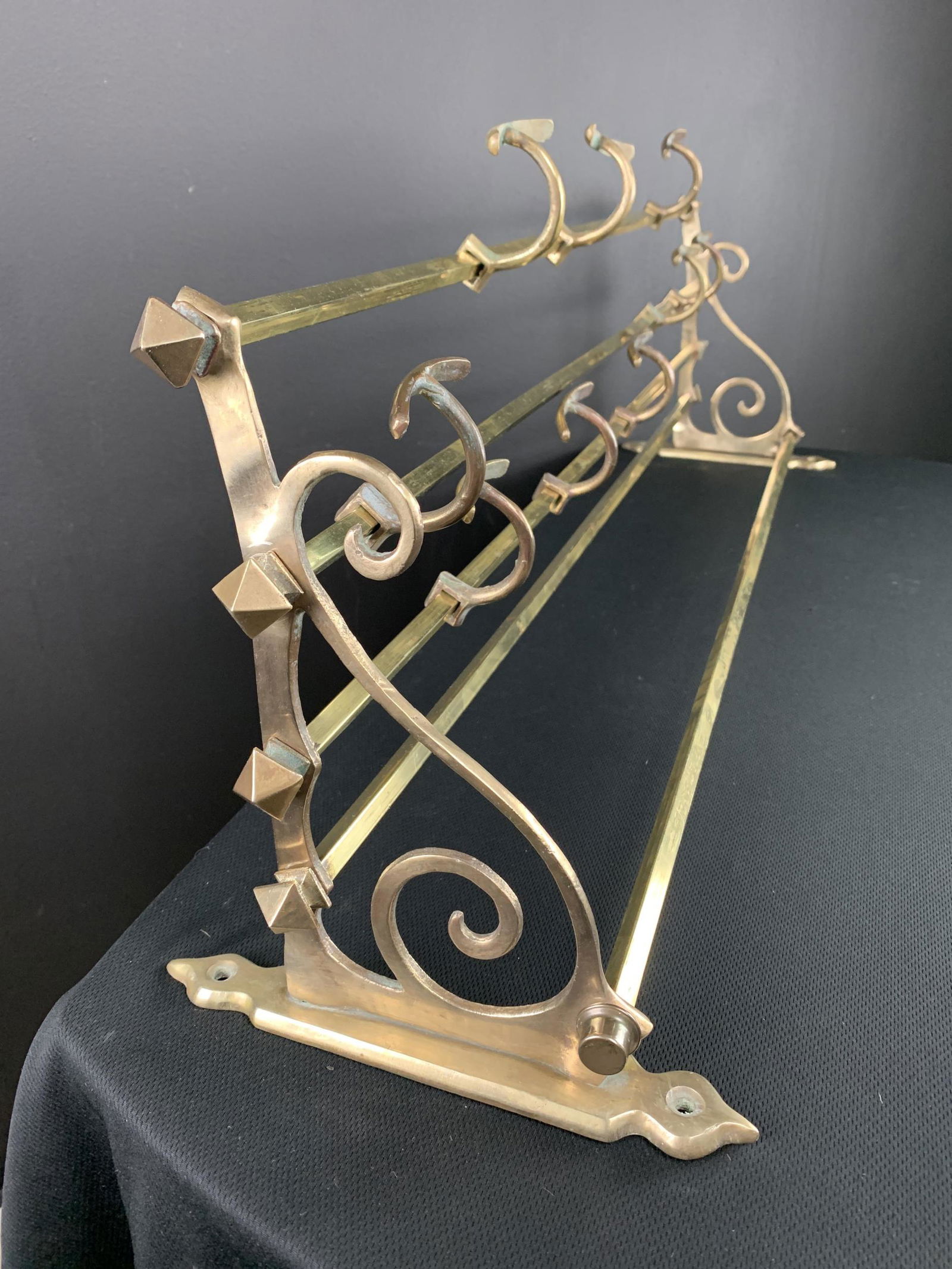 1920s Brass Train, Rail Road Shelf Coat Rack (1 of 5)