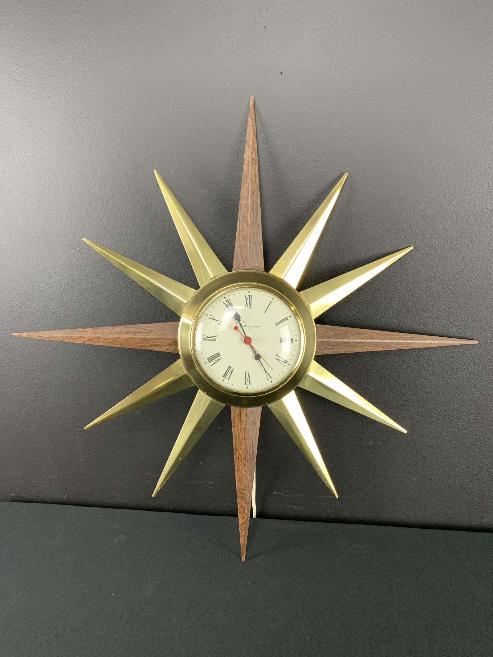 1960s Ingraham Starburst Wall Clock (1 of 4)