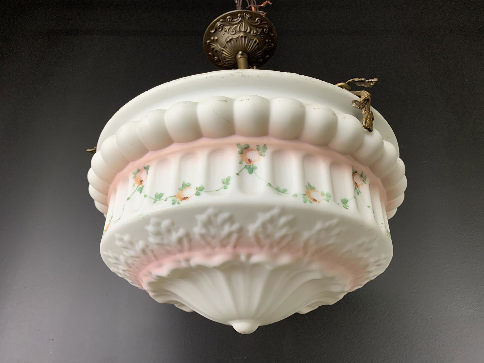 Antique Molded Blown Glass Ceiling Light (1 of 4)