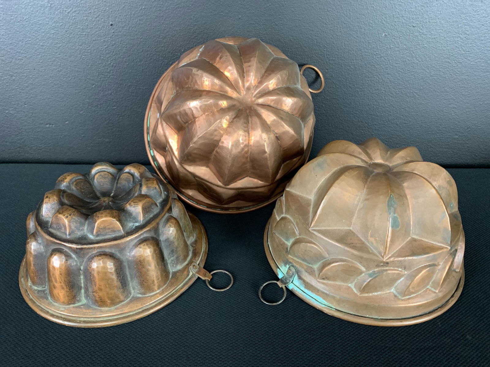 Lot Of 3 Antique Copper Jelly Molds (1 of 6)