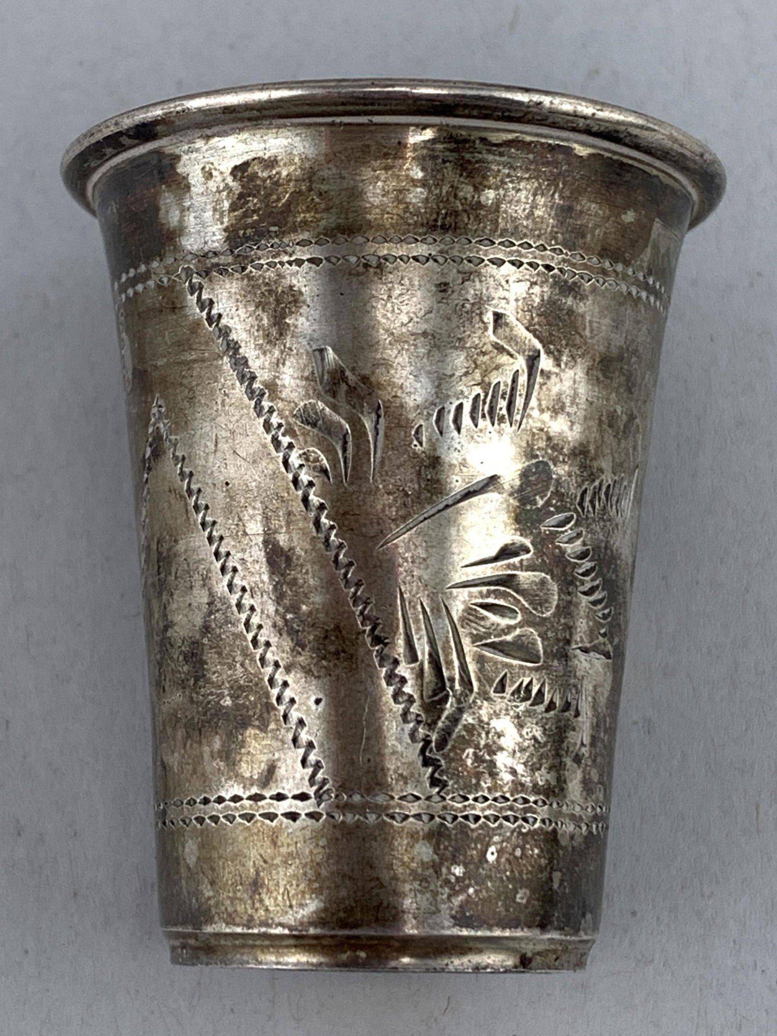 Russian Sterling Silver Etched Shot Glass / Cup (1 of 5)