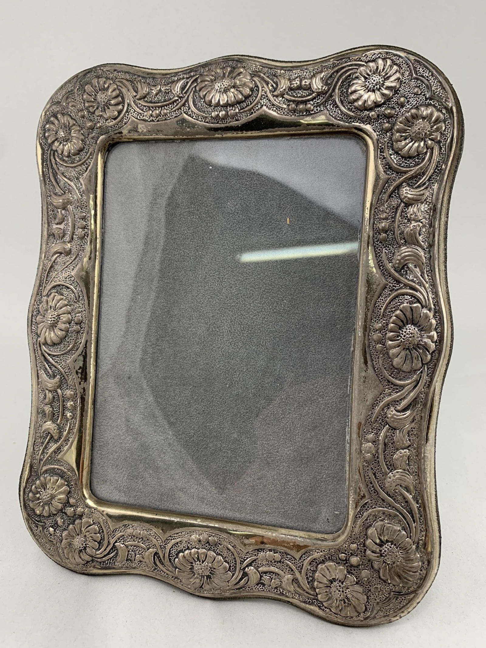 Sterling Silver Floral Repousse Picture Frame (1 of 5)