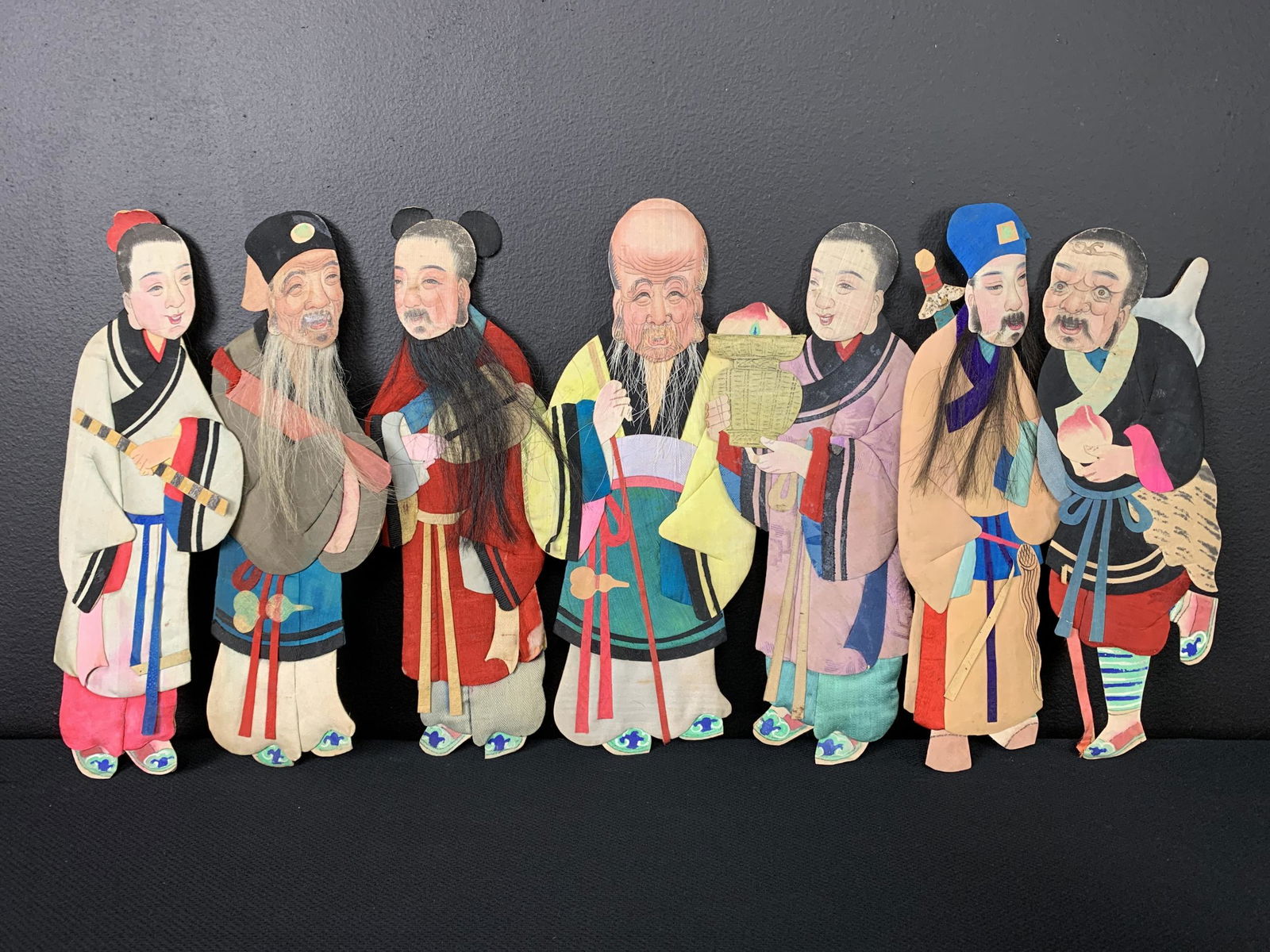Lot Of 7 Vintage Chinese Silk Puppets, Dolls (1 of 6)