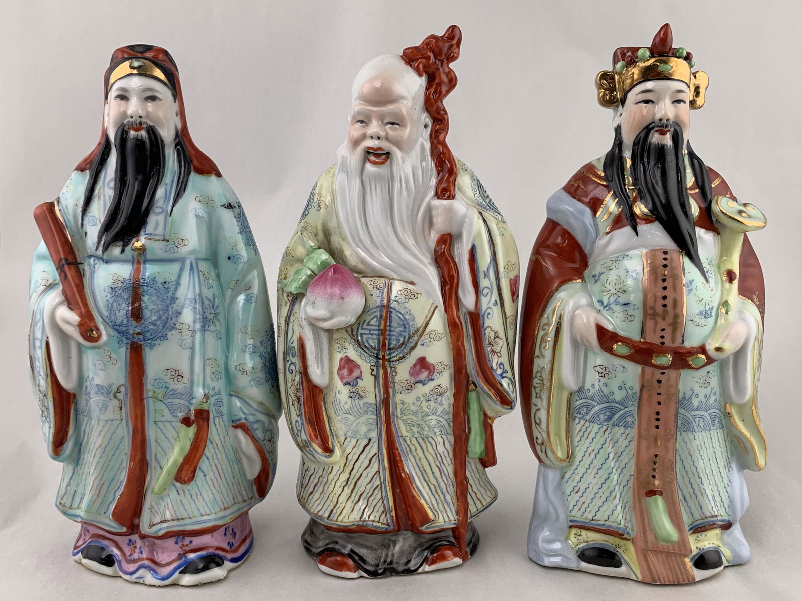 Lot Chinese Studio Pottery Figures, 3 Wisemen (1 of 6)