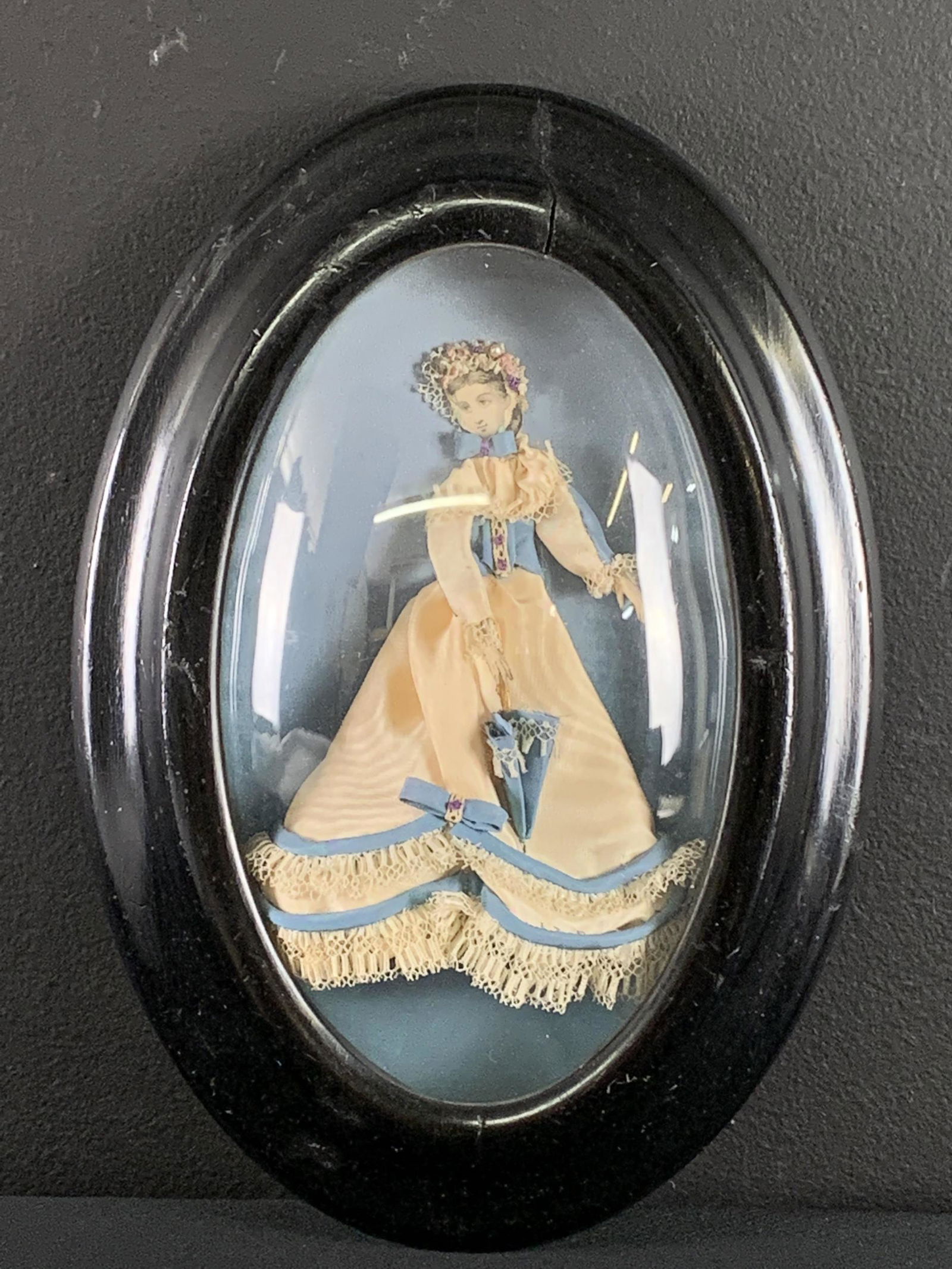 Victorian Convex Bubble Glass Framed Paper Doll (1 of 4)