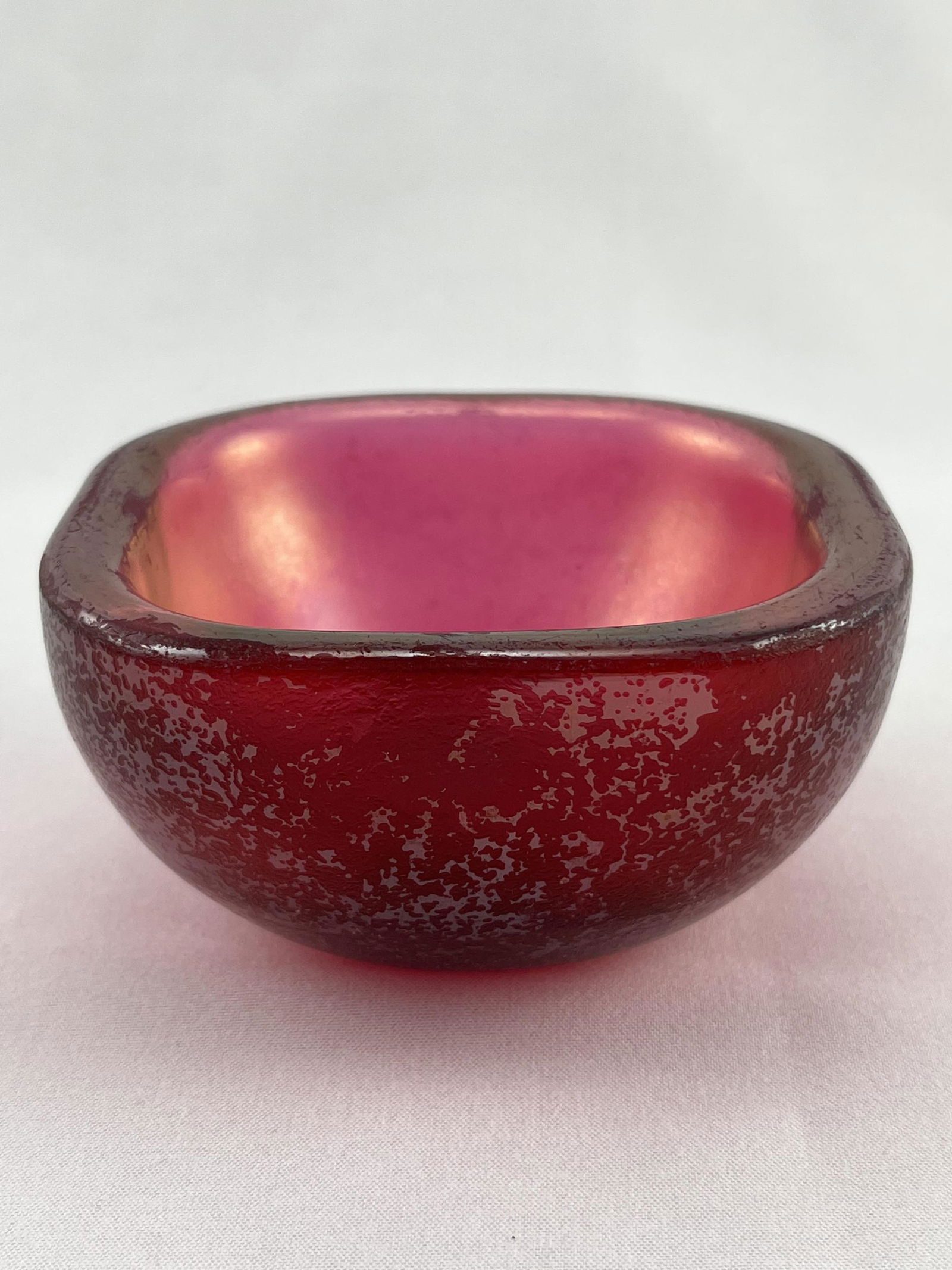 Venini Carlo Scarpa Pink Cranberry Corroso Bowl (1 of 6)