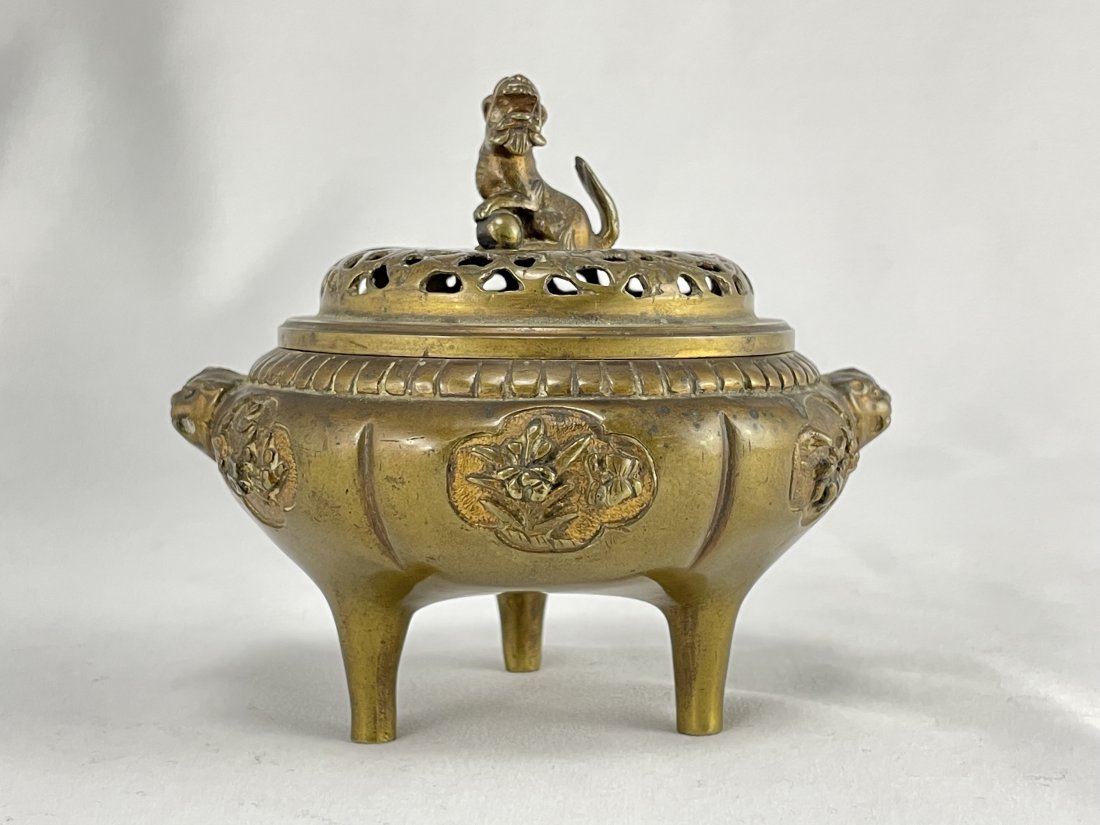 Antique Chinese Parcel Gilt Bronze Incense Burner (1 of 10)