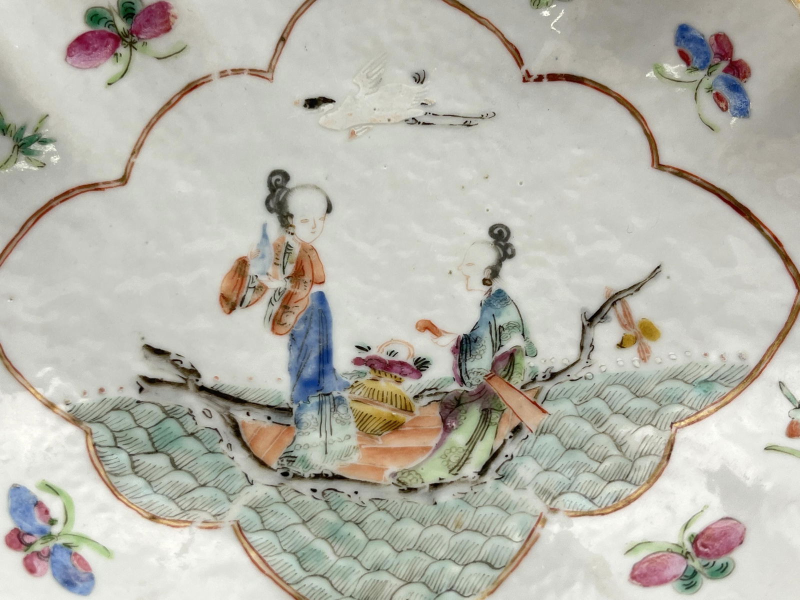 Antique Chinese Famille Rose Lozenge Tazza Footed Dish (1 of 11)