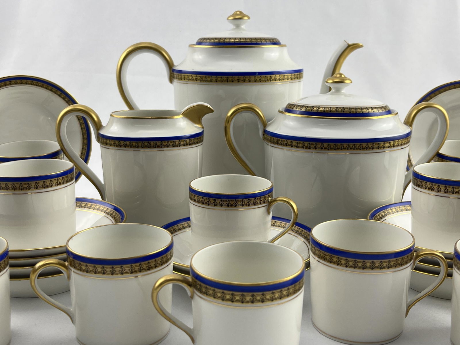 Blue and Gold Limoges Coffee Service Set For 12 (1 of 8)