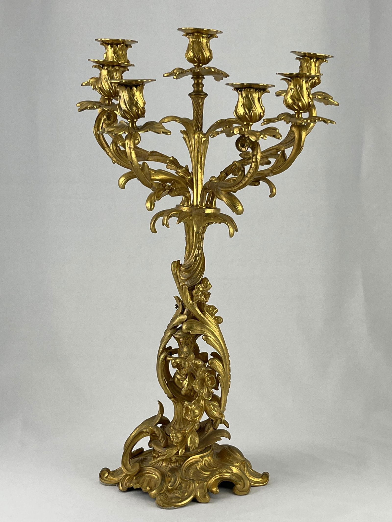 French Floral Gilt Bronze 7-arm Candelabra (1 of 13)