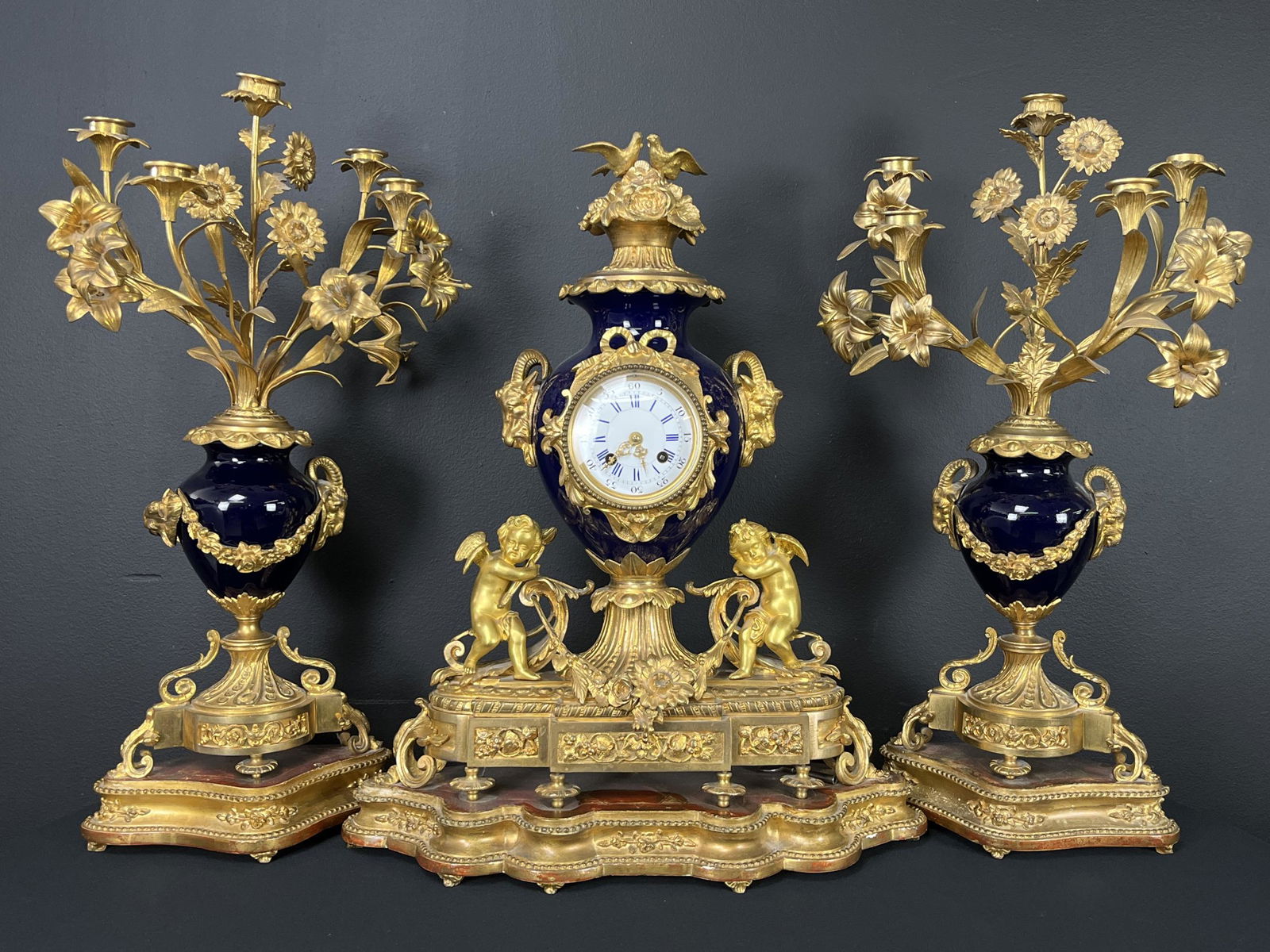 19th C. Japy Freres Gilt Bronze Clock and (1 of 15)