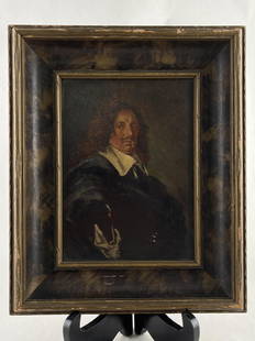 19th C Study Oil on Panel Frans Francken Portrait: 19th C Study, Oil on Panel, Frans Francken The Younger, Portrait of a Man C. 1660. Inscribed in upper right corner, ETATIS SVAE XLIII (Latin - His Age 43). Minor loss to paint in lower right corner, p