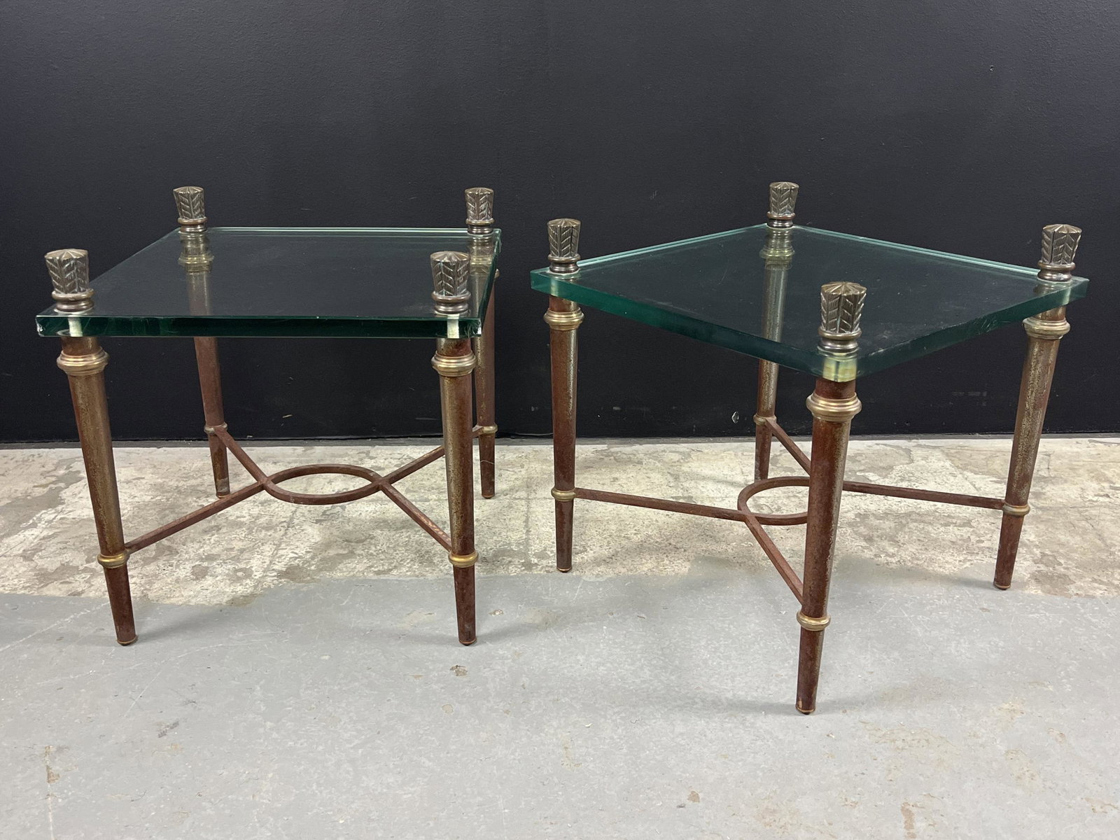 Pair Giacometti Style Iron and Glass Side Tables (1 of 7)